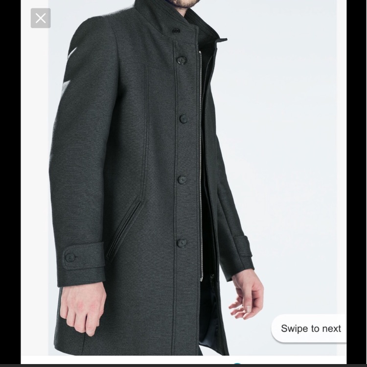 Zara Man Funnel Neck Coat Open To Offers